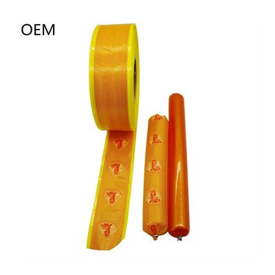 Enveloppes de saucisse rouge-orange couleur jaune imprimée peau de saucisse artificielle cuite à la vapeur