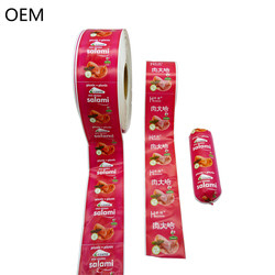 Enveloppe de saucisse en polyamide échantillon gratuit coupe haute barrière flexographie Impression de logo imprimé enveloppe de saucisse pour saucisses