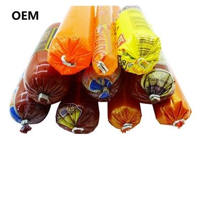 Matériaux d'emballage direct de l'usine des saucisses Enveloppes de saucisse en plastique jaune et rouge sur mesure