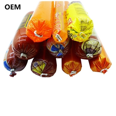 Matériaux d'emballage direct de l'usine des saucisses Enveloppes de saucisse en plastique jaune et rouge sur mesure