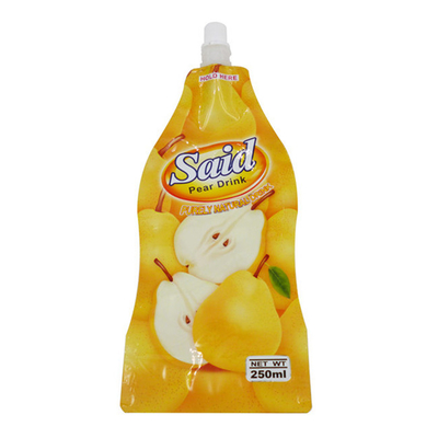 Matériau d'emballage de jus alimentaire Sac en plastique auto-portant avec buse en plastique