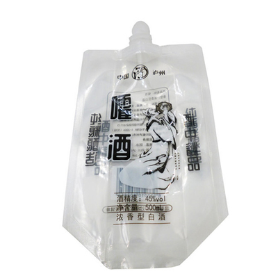 Sacs d'emballage auto-supportant à faible coût à gel liquide, buse d'aspiration en plastique, impression numérique, logo sur mesure