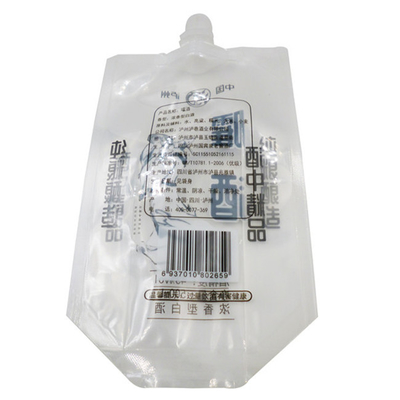 Sacs d'emballage auto-supportant à faible coût à gel liquide, buse d'aspiration en plastique, impression numérique, logo sur mesure