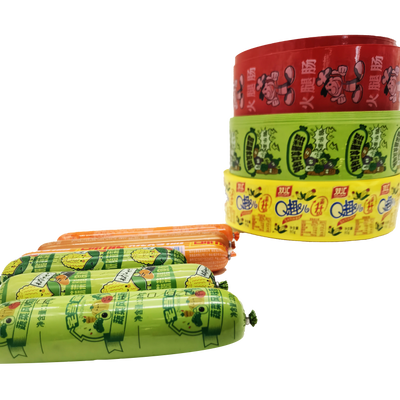 Logo OEM personnalisé Imprimé à haute rétrécissement Colorié Enveloppe de saucisse artificielle de qualité alimentaire de différentes tailles