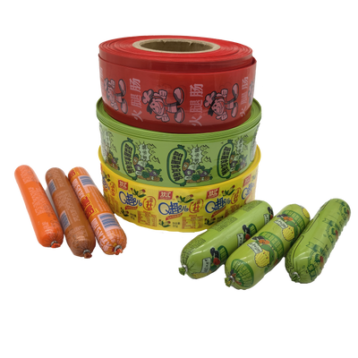 Logo OEM personnalisé Imprimé à haute rétrécissement Colorié Enveloppe de saucisse artificielle de qualité alimentaire de différentes tailles