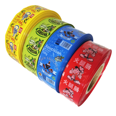 Logo OEM personnalisé Imprimé à haute rétrécissement Colorié Enveloppe de saucisse artificielle de qualité alimentaire de différentes tailles