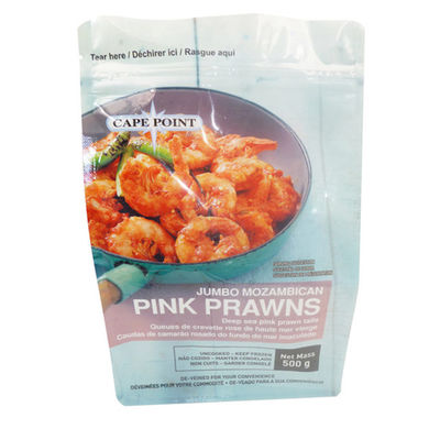 Huit côtés scellant les sacs en nylon rescellables de Doypack de matériaux d'emballage alimentaire pour les crevettes roses surgelées