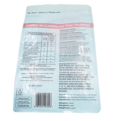 Huit côtés scellant les sacs en nylon rescellables de Doypack de matériaux d'emballage alimentaire pour les crevettes roses surgelées