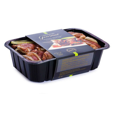 Plateaux jetables de nourriture de l'ANIMAL FAMILIER CPET avec le stockage de réfrigération de longueur des couvercles 200mm