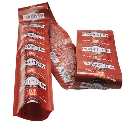 Encastrement de saucisse en plastique de qualité alimentaire avec impression par flexographie et couleur personnalisée pour la marque