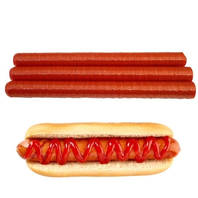Ventes directes d'usine Taille personnalisée Transfert de boîtiers en cellulose rouge Boîtiers pour saucisses de Francfort